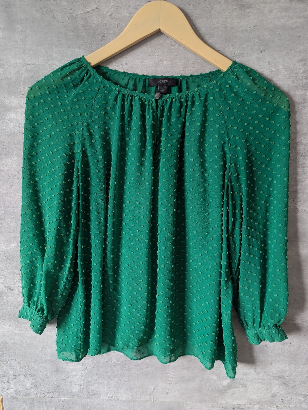 J. Crew Emerald Green Textured Blouse - SIZE 0 - Petite